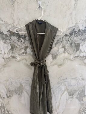 Splendid Olive Green Sleeveless Button-Front Utility Dress